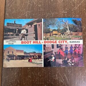 Boot Hill - Dodge City, Kansas USA Oversized USED Postcard Vintage 1950s 1960s